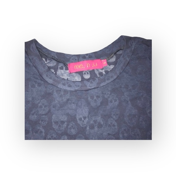 new me.n.u ☺︎︎ Heart Eye Skull Burnout T Tee Shirt ☺︎ Slate Blue ☺︎ Small 5 6 6X - Picture 11 of 16